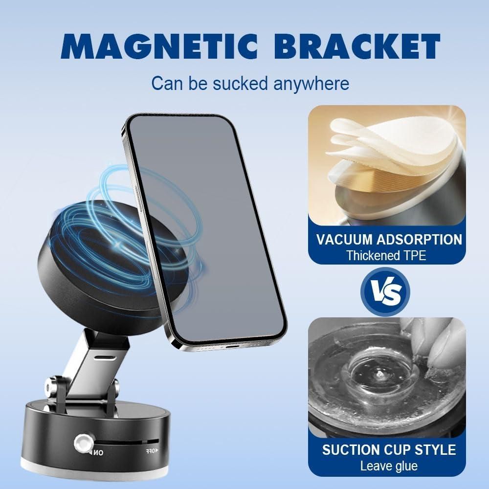 Premium Magnetic Vacuum Phone Holder – 360° Foldable Mount for Car, Mirror & Desk | Compatible with All Smartphones
